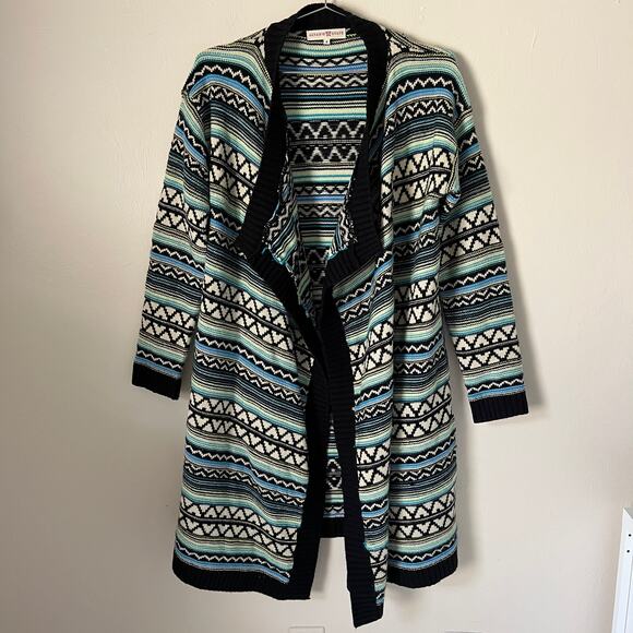 Altar’d State Aztec Stripe Oversized Long Open Cardigan Sweater Size S - Picture 1 of 7